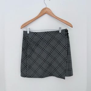 Wrap Mini Skirt in Plaid Forever21 with vegan leather Strap Side